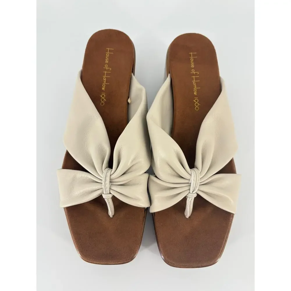 House of Harlow 1960 Glamming Ivory Leather Platform Sandals Size 9 Y2K